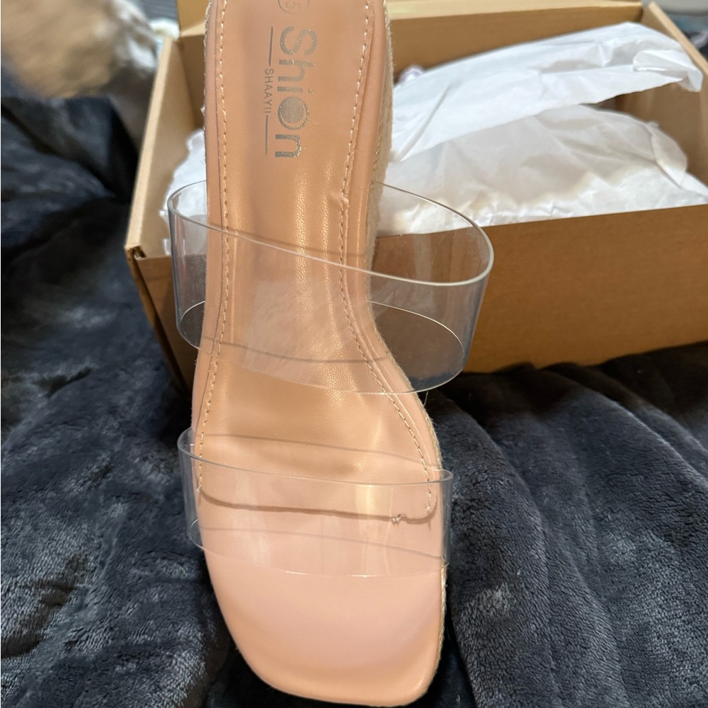 Clear Strap Nude Heels